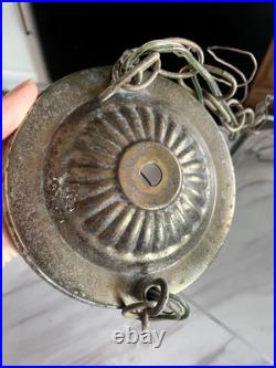 Vtg Hollywood Regency MCM Underwriters Laboratories Hanging Double Swag Light