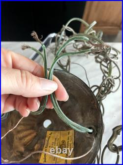 Vtg Hollywood Regency MCM Underwriters Laboratories Hanging Double Swag Light