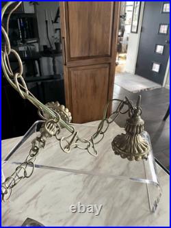 Vtg Hollywood Regency MCM Underwriters Laboratories Hanging Double Swag Light