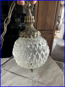 Vtg Hollywood Regency MCM Underwriters Laboratories Hanging Double Swag Light