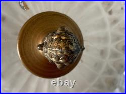 Vtg Hollywood Regency Swag Lamp Frosted Diamond Glass Pendant Ceiling Light