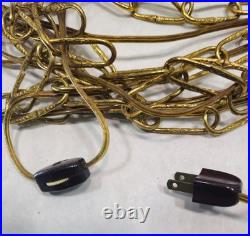 Vtg Italian Geometric Beveled Glass and Brass Hanging Lamp Chandelier Pendant