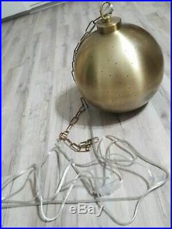 Vtg Lamp Hanging Brass Swag Light Mid Century Retro Chandelier