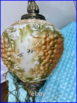 Vtg Large 18 Dia Mid Century Hanging SWAG LAMP Glass Falkenstein Grapes WORKS