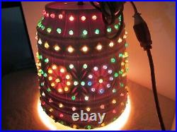 Vtg Lawnware Light Swag Lamp Beaded Retro MCM Bohemian Hippie Off White Colorful