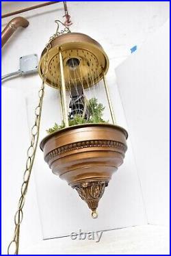 Vtg Lg 36 Rain Drip Mineral Oil Hanging Rain Swag Lamp Light House Water Wheel