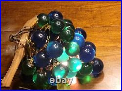 Vtg Lucite Acrylic Grape Cluster Hanging Swag Light MCM Blue & Green Tested