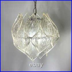 Vtg Lucite / Acrylic Panel Hanging Chrome Swag Lamp 12
