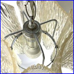 Vtg Lucite / Acrylic Panel Hanging Chrome Swag Lamp 12
