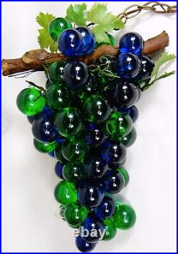 Vtg Lucite Grape Cluster Chain Swag Lamp Hanging Light Fixture Large 19in Works
