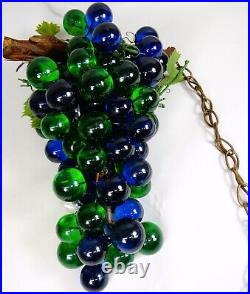 Vtg Lucite Grape Cluster Chain Swag Lamp Hanging Light Fixture Large 19in Works