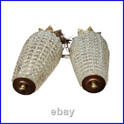 Vtg MCM 16 Pineapple Glass Double Hanging Swag Pendant Untested Parts Only