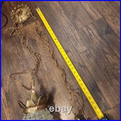 Vtg MCM 16 Pineapple Glass Double Hanging Swag Pendant Untested Parts Only