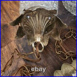 Vtg MCM 16 Pineapple Glass Double Hanging Swag Pendant Untested Parts Only