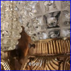 Vtg MCM 16 Pineapple Glass Double Hanging Swag Pendant Untested Parts Only