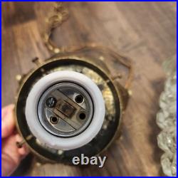 Vtg MCM 16 Pineapple Glass Double Hanging Swag Pendant Untested Parts Only