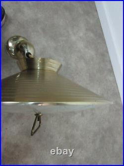 Vtg MCM Atomic UFO Saucer Hanging Ceiling Light Fixture Brass/Gold-tone Lamp