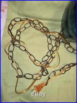 Vtg MCM Blue Optic Looking Mushroom Shaped Swag Lamp As Is Works