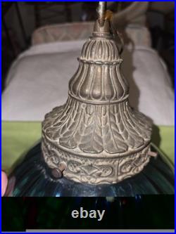 Vtg MCM Blue Optic Looking Mushroom Shaped Swag Lamp As Is Works