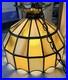 Vtg MCM Caramel Slag Glass Hanging Swag Lamp 16 Stained Panel Pendant Light