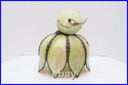 Vtg MCM Cream/Carmel Slag Glass Hanging TULIP Pendant Swag Lamp Pendant Fixture