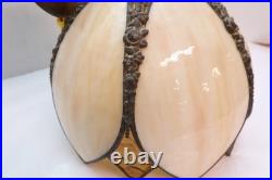 Vtg MCM Cream/Carmel Slag Glass Hanging TULIP Pendant Swag Lamp Pendant Fixture