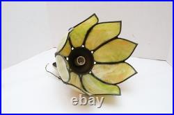 Vtg MCM Cream/Carmel Slag Glass Hanging TULIP Pendant Swag Lamp Pendant Fixture