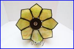 Vtg MCM Cream/Carmel Slag Glass Hanging TULIP Pendant Swag Lamp Pendant Fixture