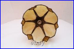 Vtg MCM Cream/Carmel Slag Glass Hanging TULIP Pendant Swag Lamp Pendant Fixture