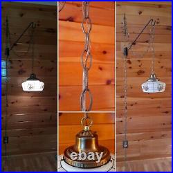 Vtg MCM Farmhouse Fruit Hanging Swag Light/Lamp Hand Painted Milkglass