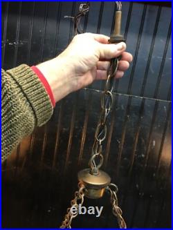 Vtg MCM Hobnail Milk Glass Hanging Ceiling Light Fixture Pendant Chandelier