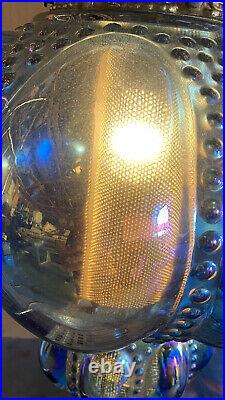 Vtg MCM Hollywood Glam Blue Purple Iridescent Pearlized Glass Hanging Swag Lamp