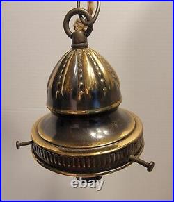 Vtg MCM Hollywood Regency Diamond Point Teardrop Double Globe Hanging Swag Lamp