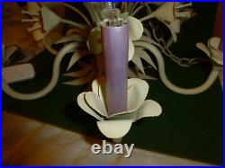 Vtg MCM Italian Style Floral 6 Arm Candle Light Chandelier Swag Hanging Lamp