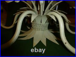 Vtg MCM Italian Style Floral 6 Arm Candle Light Chandelier Swag Hanging Lamp