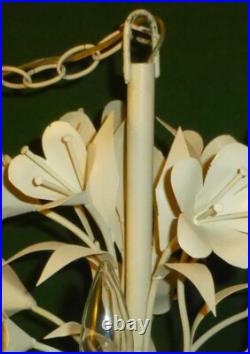 Vtg MCM Italian Style Floral 6 Arm Candle Light Chandelier Swag Hanging Lamp