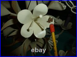 Vtg MCM Italian Style Floral 6 Arm Candle Light Chandelier Swag Hanging Lamp
