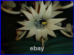 Vtg MCM Italian Style Floral 6 Arm Candle Light Chandelier Swag Hanging Lamp