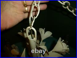 Vtg MCM Italian Style Floral 6 Arm Candle Light Chandelier Swag Hanging Lamp