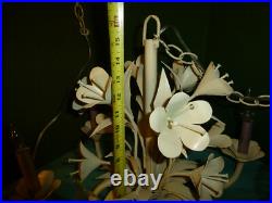 Vtg MCM Italian Style Floral 6 Arm Candle Light Chandelier Swag Hanging Lamp