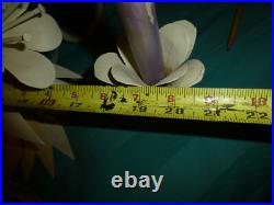 Vtg MCM Italian Style Floral 6 Arm Candle Light Chandelier Swag Hanging Lamp