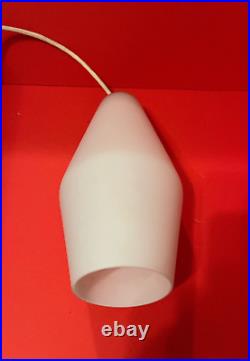 Vtg MCM Pendant Hanging Lamp -Conic Shaped White Milk Glass Shade