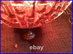 Vtg MCM Retro Purple amethyst Glass orb Hanging Swag Light Fixture mid century