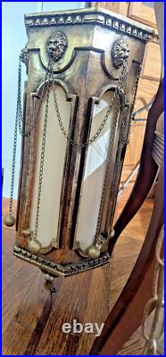 Vtg MCM Swag Hanging Chain Lamp Lion Head Hollywood Regency 21x9 14lbs Works