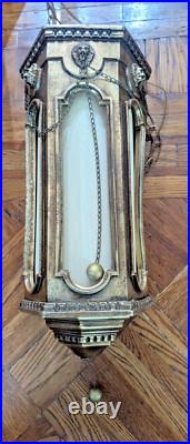 Vtg MCM Swag Hanging Chain Lamp Lion Head Hollywood Regency 21x9 14lbs Works