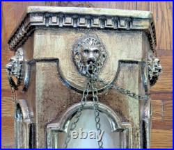 Vtg MCM Swag Hanging Chain Lamp Lion Head Hollywood Regency 21x9 14lbs Works