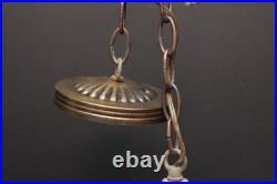 Vtg MCM White Slag Glass Hanging TULIP Ceiling Pendant Swag Lamp Pendant Fixture