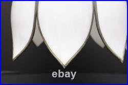 Vtg MCM White Slag Glass Hanging TULIP Ceiling Pendant Swag Lamp Pendant Fixture
