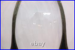 Vtg MCM White Slag Glass Hanging TULIP Ceiling Pendant Swag Lamp Pendant Fixture