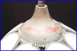 Vtg MCM White Slag Glass Hanging TULIP Ceiling Pendant Swag Lamp Pendant Fixture